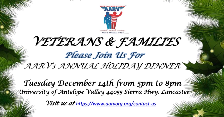 AARV's Annual Holiday Dinner: Veterans & Fanilies